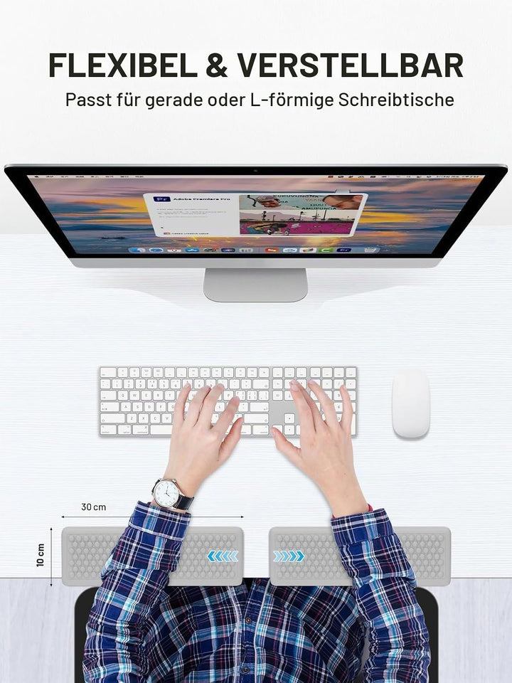Hsurbtra L-förmige Schreibtisch-Ellenbogenpolster, 2-teilig, weiche Memory-Schaum-Ellenbogenstütze,