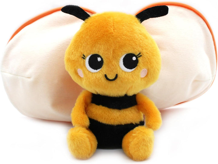 LES DÉGLINGOS Flipetz Buzzet The Bee Dekokissen – wendbares 2-in-1-Plüschkissen von Mandarine zu Bie
