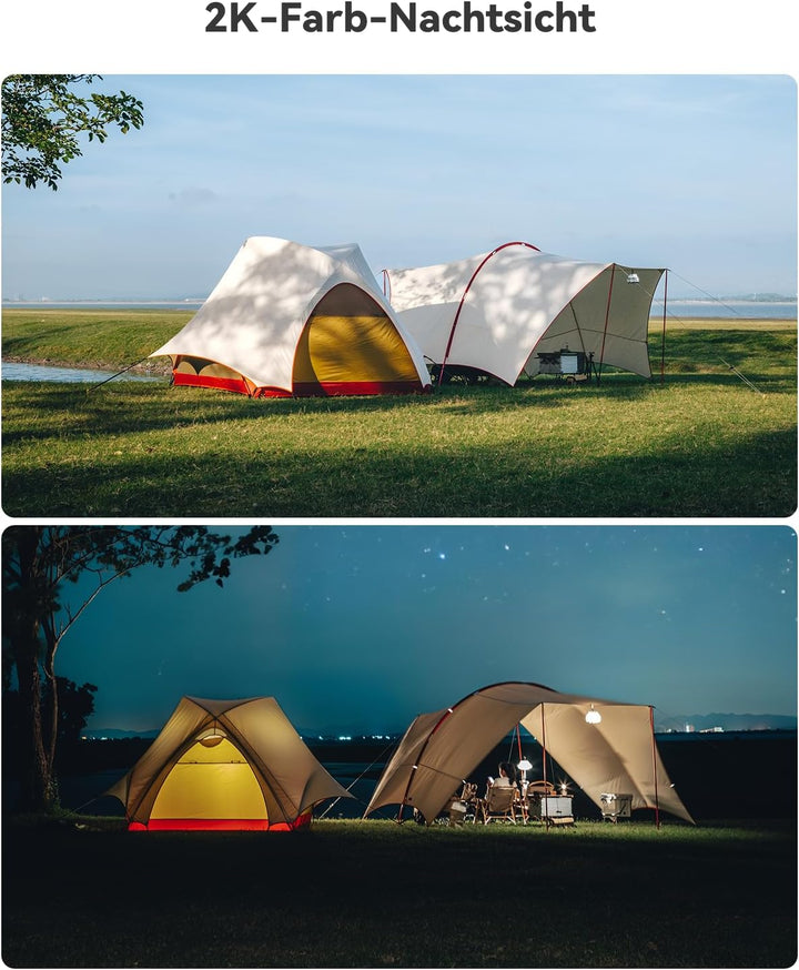 COCOCAM Tragbare Magnetische 4G Überwachungskamera mit SIM Karte Aussen/Innen, 2K kabellose Kamera f