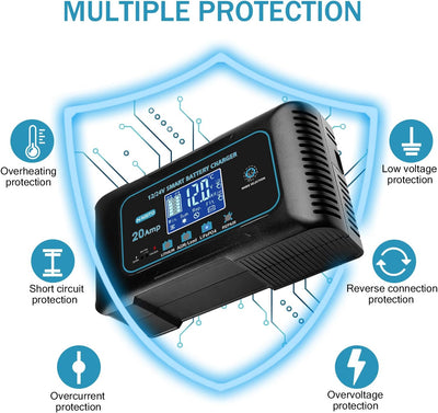 20AmpLithiumBatteryCharger，12Vand24VLifepo4，Lead-Acid(AGM/Gel/SLA。。) PortableCarBatteryCharger，Batte