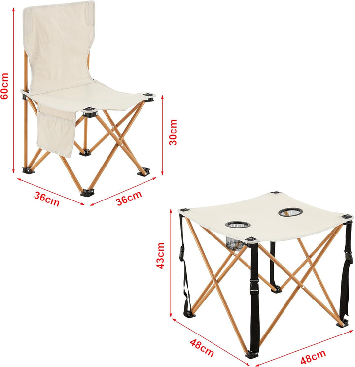 casa.pro Gartenmöbelset Banzi 3-TLG. Campingset 2 Stühle und Tisch faltbares Picknickset aus Textilg