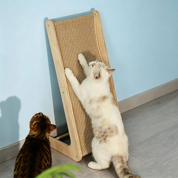 Kratzbretter Katze Kratzsäule – 68 cm H Dual-Use Katzen Kratzbrett - L-förmige Massivholz &amp; Sisal fü