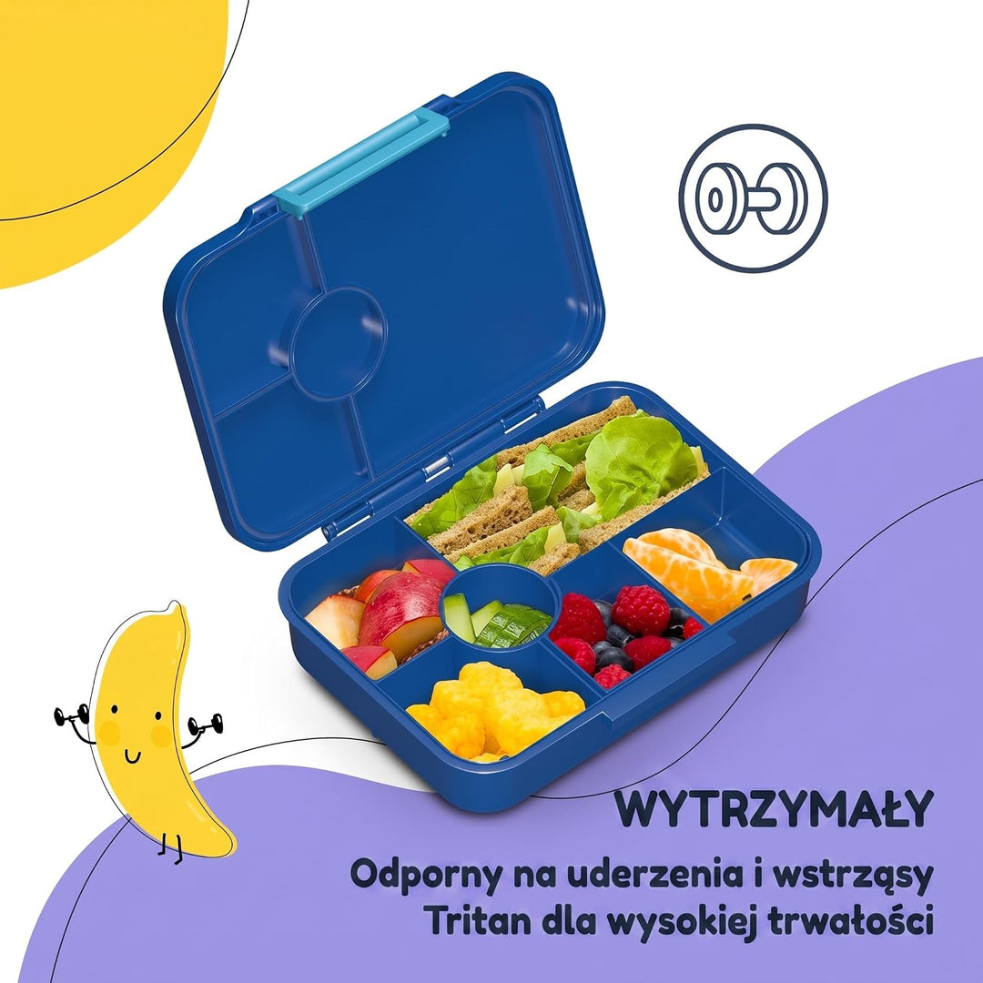schmatzfatz Lunchbox, Unterteilte Brotdose Kinder, Lunchbox mit Fächern, Bunte Bento-Box für Schule