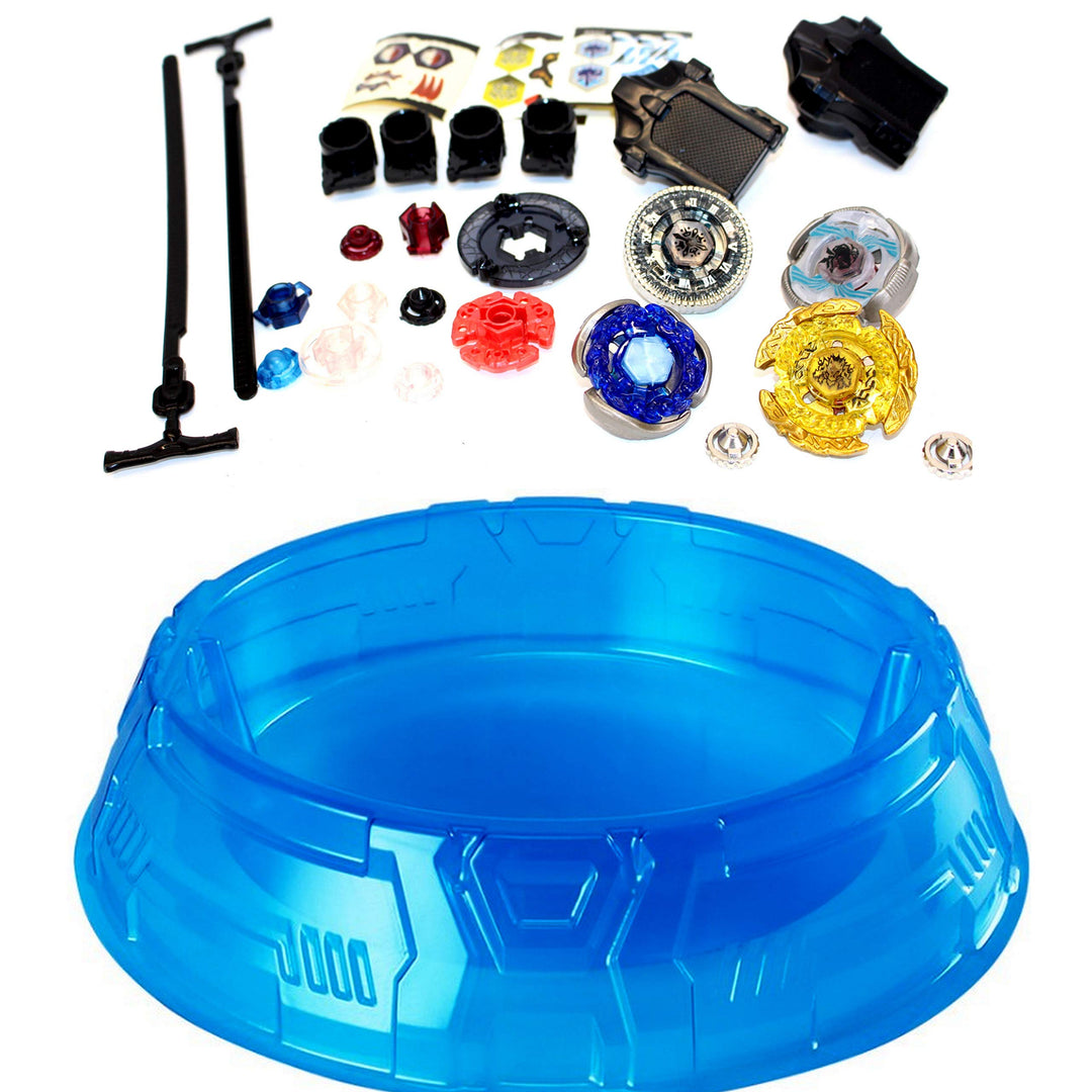 Elrozo 4er Top Set + Arena Kreisel für Metal Fusion 4D Burst Arena Auswahl (Arena 31cm + Set 14 Hade