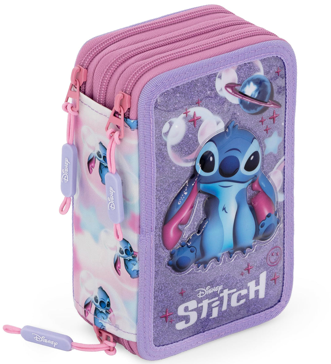3-Fach Federmäppchen Mädchen Gefüllt für Stitch Fan – Schulmäppchen Set 46 Teile mit Radierbaren Sti