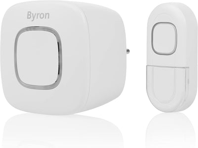 Byron 2in1 Funkklingel-Set und Alarmsirene/HomeWizard kompatibel/für Steckdose, DBY-24722 Stecker, S