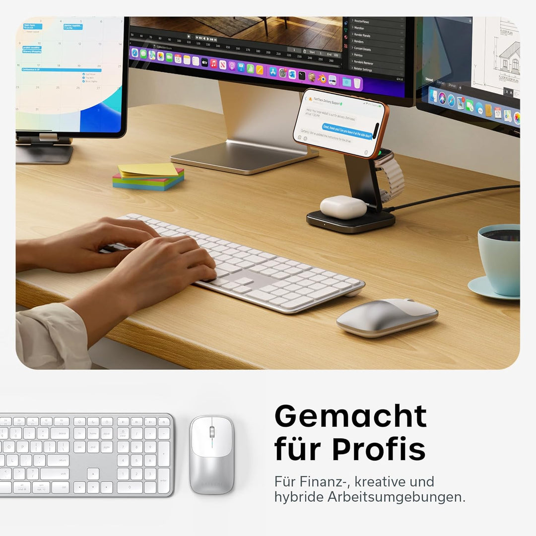 SATECHI Kabelloses Tastatur- & Maus-Set Slim CEX3, Bluetooth Multi-Geräte, USB-C-Empfänger, 𝗨𝗦-𝗘𝗡𝗚𝗟𝗜