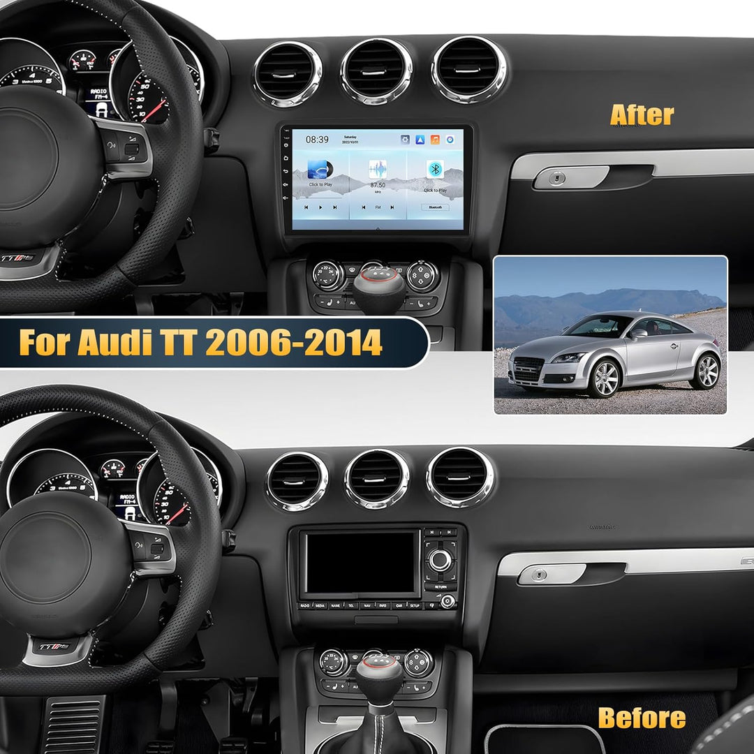 CAMECHO Android 15 Qualcomm Octa Core 4G+64G Autoradio für Audi TT MK2 8J mit Carplay Android Auto N
