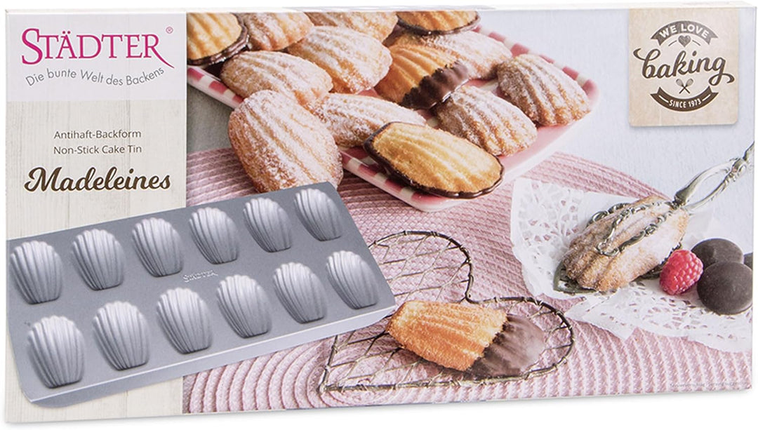 Städter We Love Baking Backform Bärentatzen Madeleines, Metall, Silber, 40 x 20 cm