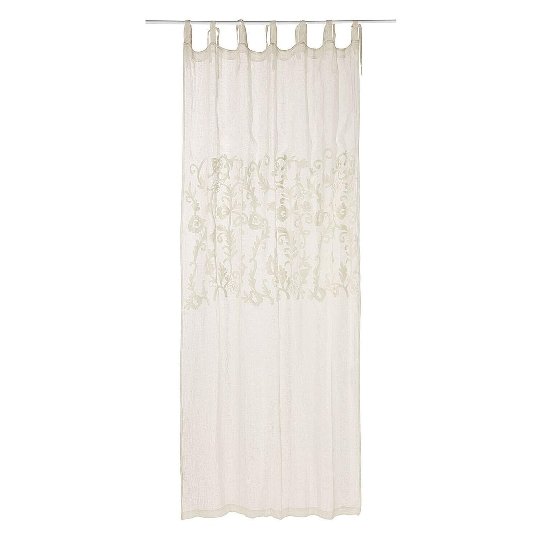 Loberon® Gardine Judie, Leinen, mit zarter Stickerei, romantischer Look, Befestigung durch dekorativ
