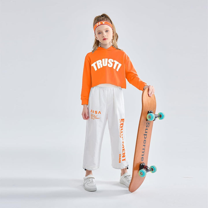 LOLANTA Mädchen Hip Hop Kleidung, Street Dance Outfit, Hoodie, Joggerhose Kinder Trainingsanzug Set