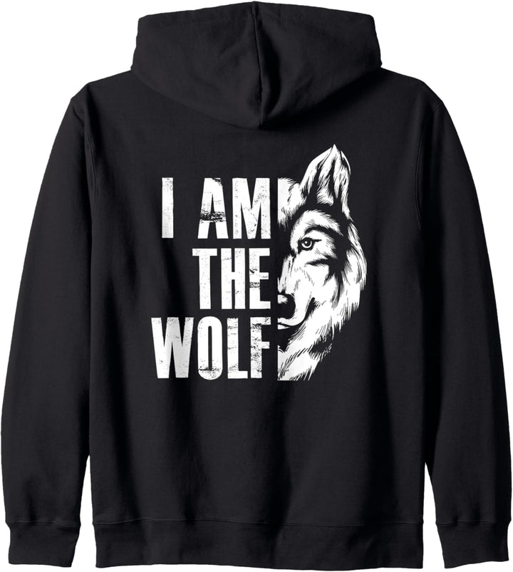 Backprint I am the Wolf wildes Wolfsrudel und Wölfe Kapuzenjacke