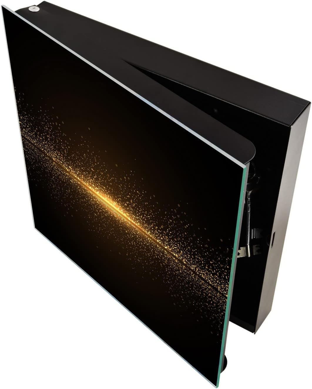 Concept Crystal Dekorative Key Box mit magnetischer, trocken abwischbarer Glastafel K08 Golden Welle