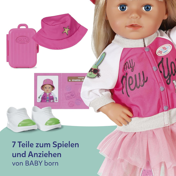 Baby Born Reise-Outfit mit Kleid, Schuhen und Accessoires für 43cm Puppen
