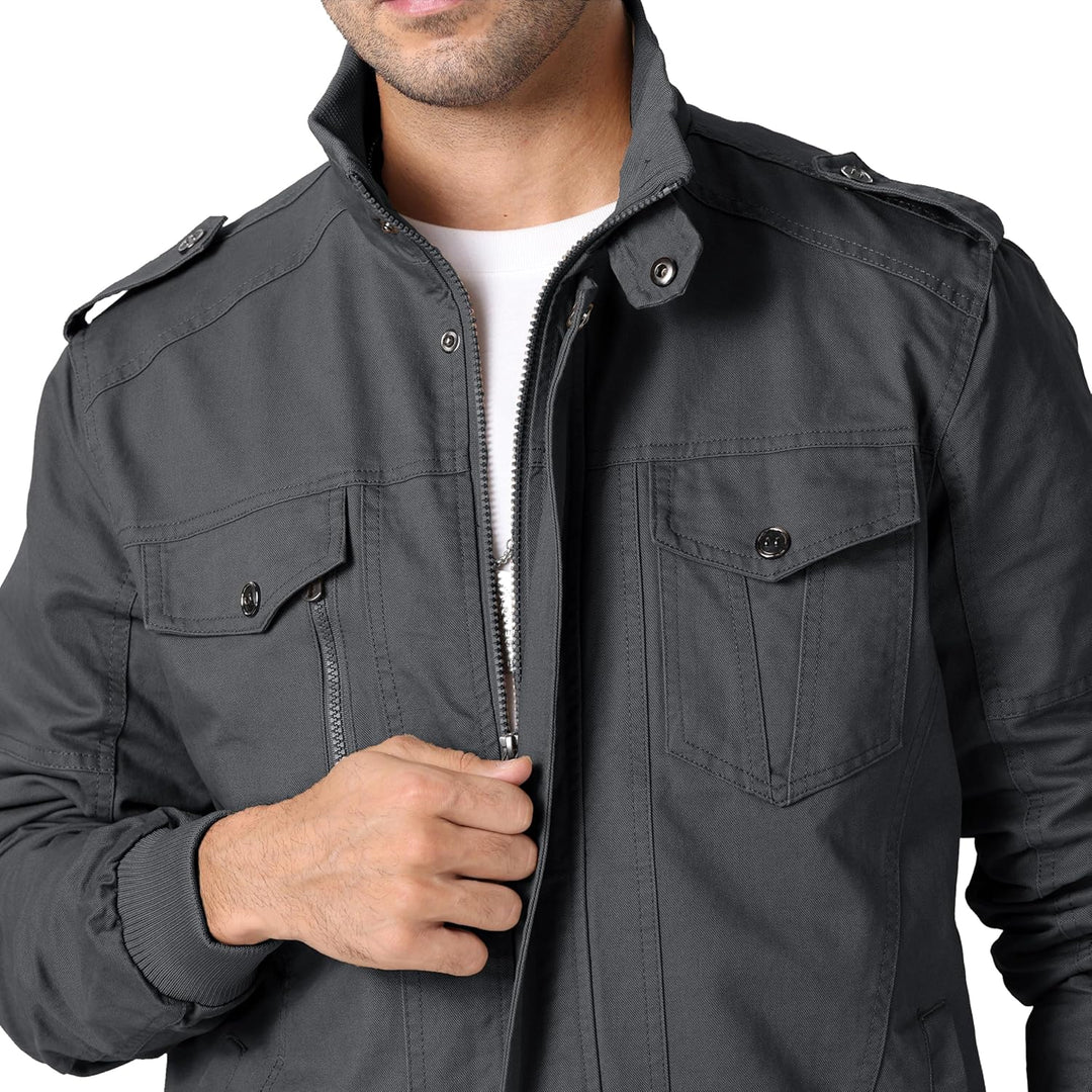 MAGCOMSEN Herren Übergangsjacke Cargo Outdoorjacke Winddicht Frühling Jacke Militär Armee Fliegerjac