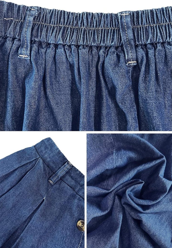 JayscreateEU Damen Rock mit Midirock, Langrock, Hoher Taille, Knielang, A-Linie, Mit Taschen - Somme