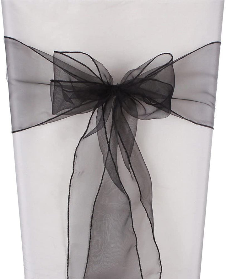 CNFQ Stuhlschleifen, Organza, für Taufe, Party, Dekoration, Hochzeit, Schwarz, 50 Stück, Schwarz