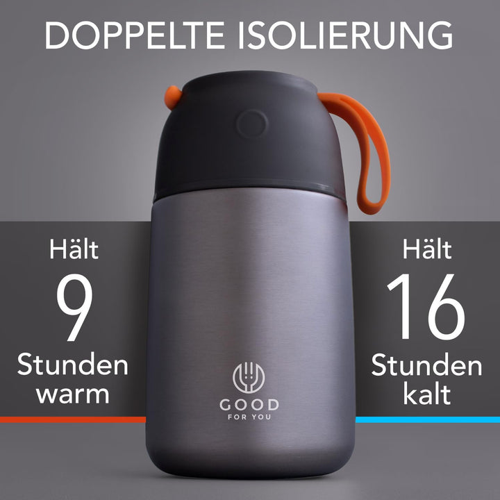 GOOD FOR YOU - Thermobecher - 730ml-Edelstahl-Flasche für warme & kalte Lebensmittel - Doppelwandige