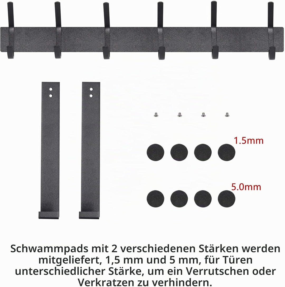 YUMORE Türgarderobe zum Einhängen Türhaken Edelstahl - Türfalz bis 4,5 cm Türgarderobe mit 12 Haken