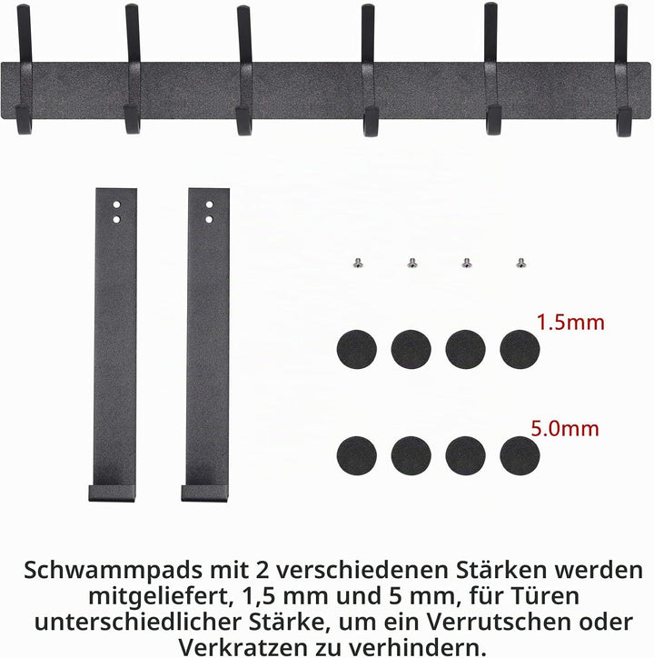YUMORE Türgarderobe zum Einhängen Türhaken Edelstahl - Türfalz bis 4,5 cm Türgarderobe mit 12 Haken