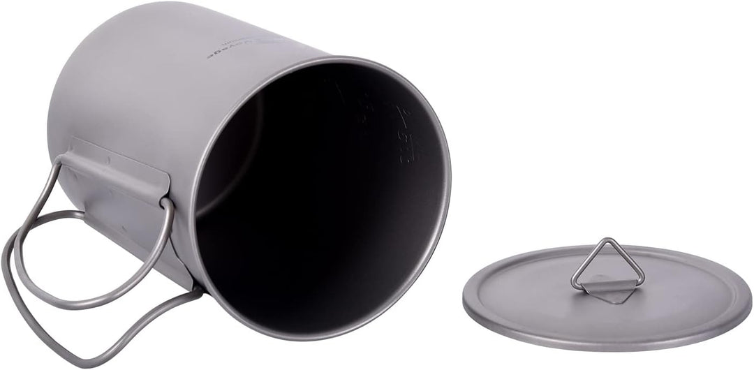 iBasingo Titan 600ml Becher Outdoor Camping Becher mit Deckel Leichtes Tragbares Kochgeschirr Wasser