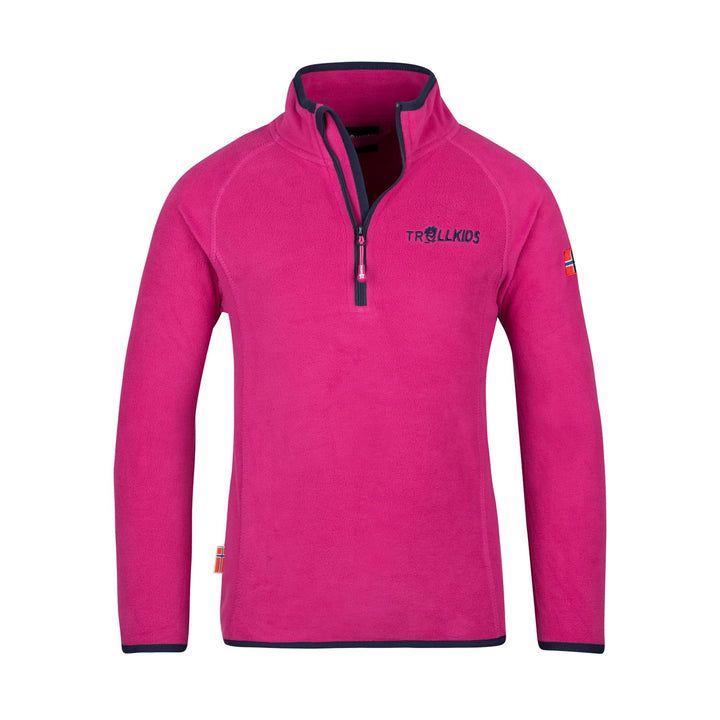 Trollkids Kinder Fleece-Pullover Nordland mit Reissverschluss 164 Feuerbeere/Marine, 164 Feuerbeere/