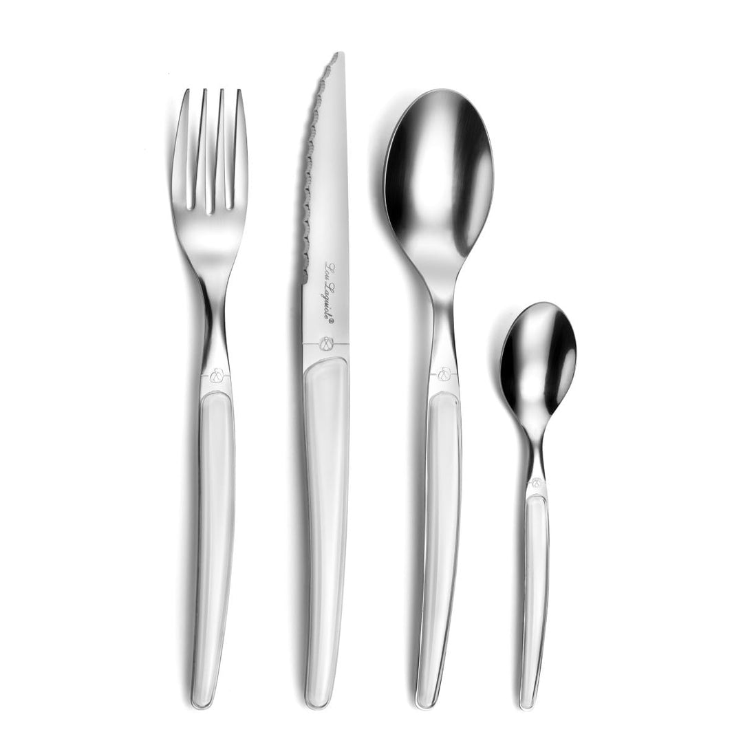 Lou Laguiole Besteck MONTANA, Tafelbesteck für 6 Personen, 18/0 Edelstahl mit kristallierter Dekorgr