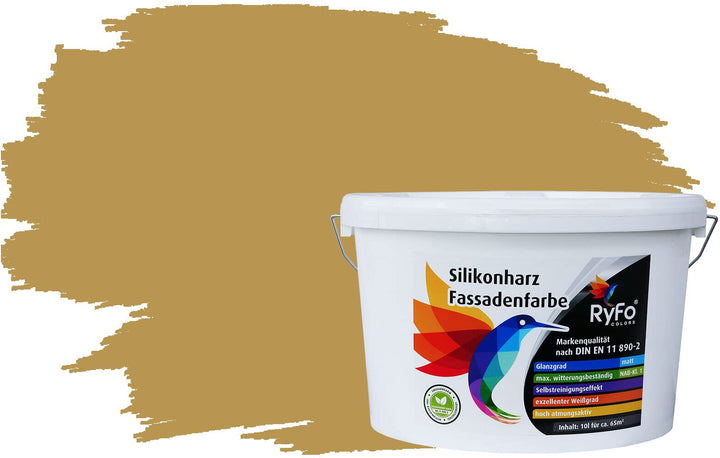 RyFo Colors Silikonharz Fassadenfarbe Lotuseffekt Trend Ockergelb 10l - bunte Fassadenfarbe, weitere