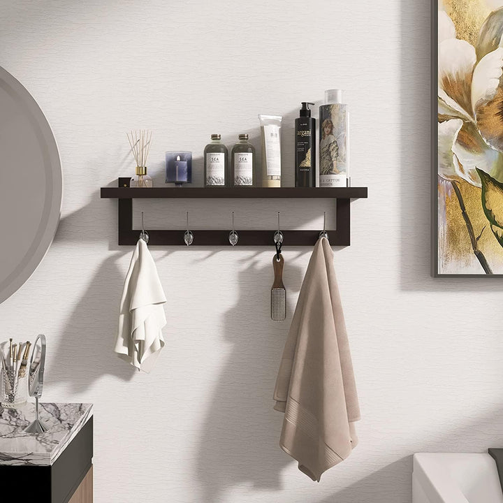 SMIBUY Kleiderhaken mit Ablage Wandmontage, 74 cm Eingangsbereich Garderobe für Wand, Hängeregal aus