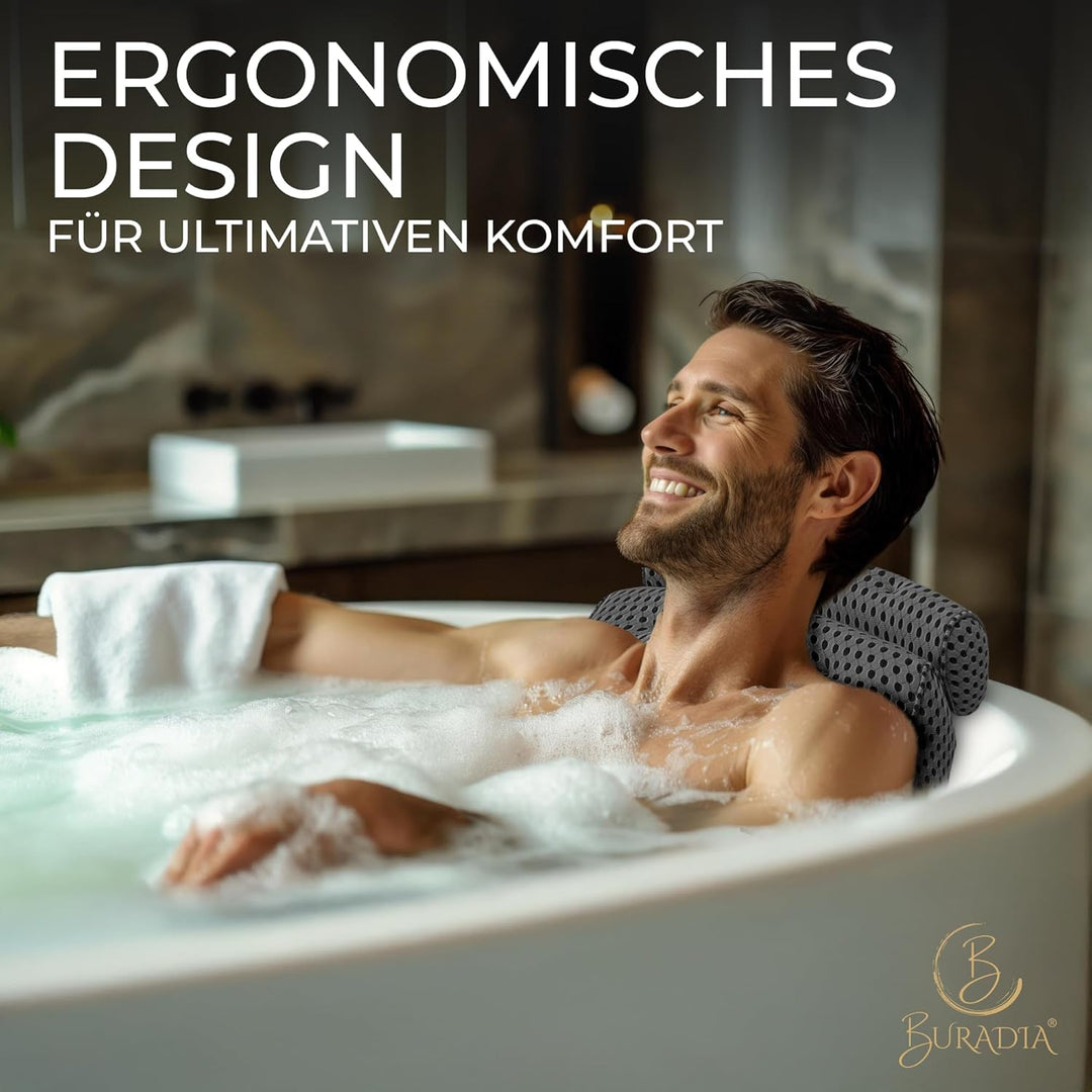 Badewannenkissen inkl. Wäschenetz - Ultimativer Komfort und Entspannung mit neuester Air Mesh Techno