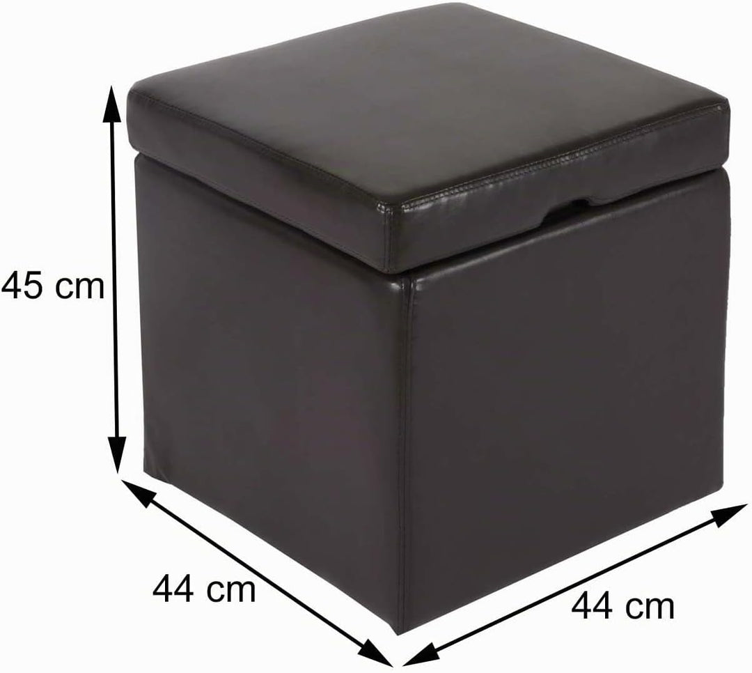 Mendler Hocker Sitzwürfel Sitzhocker Aufbewahrungsbox Onex, mit Deckel, Leder + Kunstleder, 45x44x44