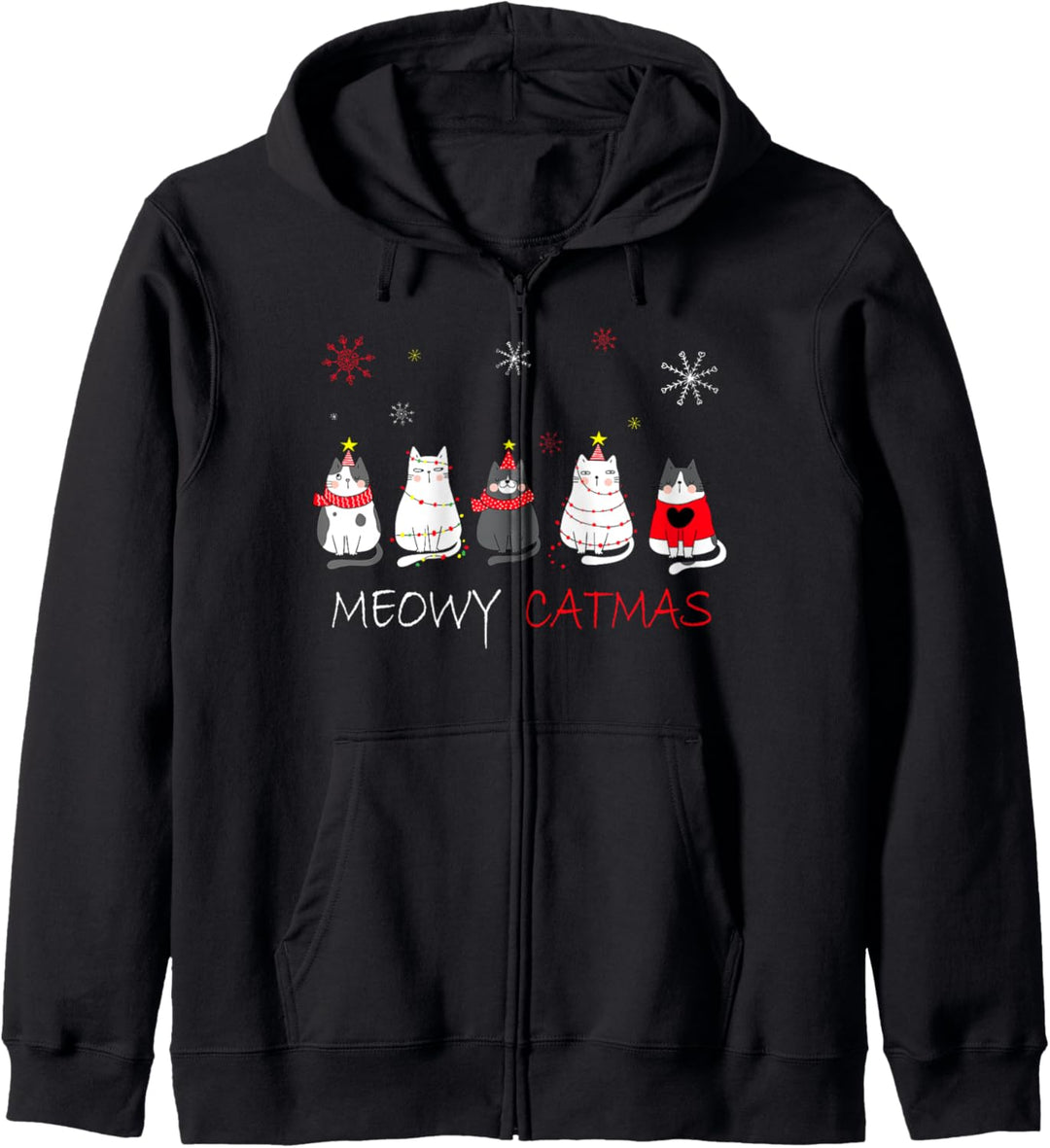 Meowy Catmas Weihnachten Lustige Katzen Kapuzenjacke