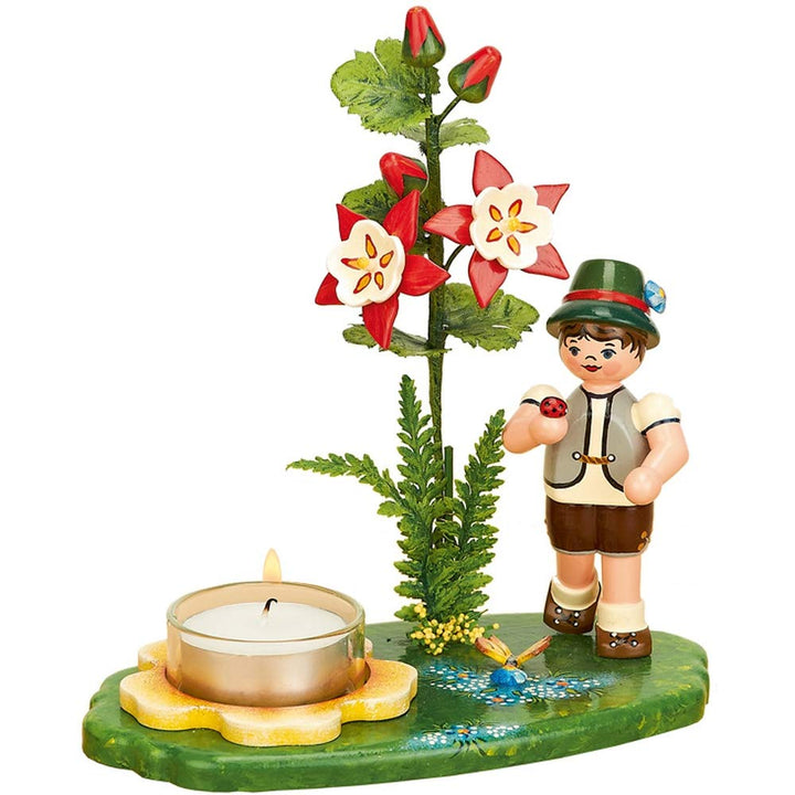 Hubrig-Volkskunst Lichterhalter Junge Akelei, B x H 15 x16 cm