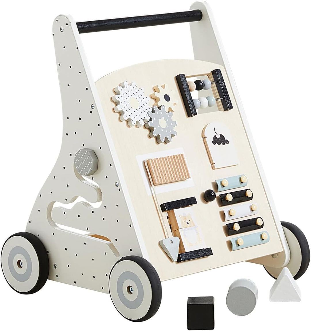 Asweets Baby Lauflernwagen aus Holz, Baby Walker und Activity Center, Multifunktion Montessori Spiel