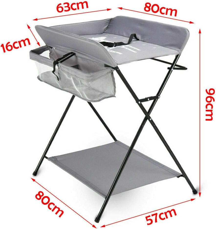 Wickeltisch Klappbar mit Sicherheitsgurt 80x63cm, 33 lbs Tragkraft & Stauraum - Mobile Wickelkommode