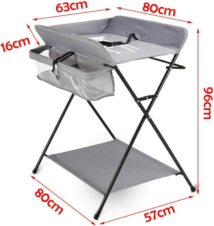 Wickeltisch Klappbar mit Sicherheitsgurt 80x63cm, 33 lbs Tragkraft & Stauraum - Mobile Wickelkommode