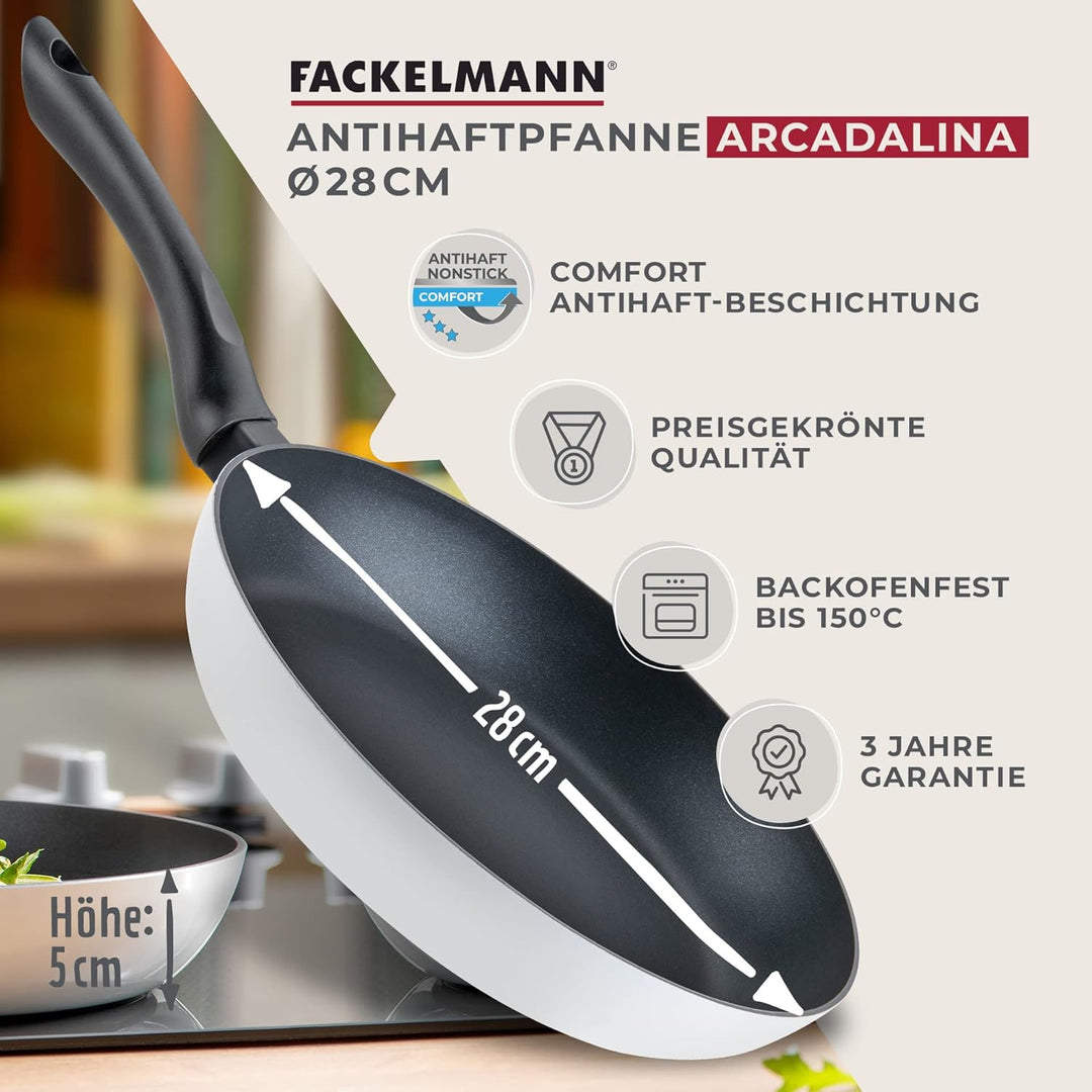 FACKELMANN Bratpfanne Arcadalina 28cm – Antihaft-Pfanne aus 90% recyceltem Aluminium mit ergonomisch