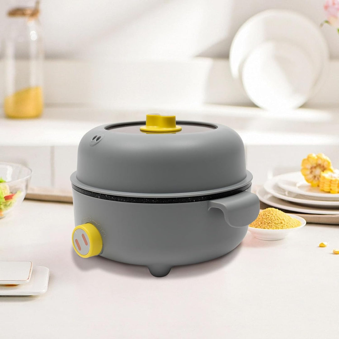 Mini Elektrischer Hot Pot Topf 1-2 Personen Suppentopf mit Dampfgitter Kochtopf für Haushalte Büros