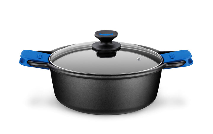 Monix Teigwarentopf, geeignet für alle Herdarten und Induktion, Aluminium, schwarz/blau, 24 cm Moder