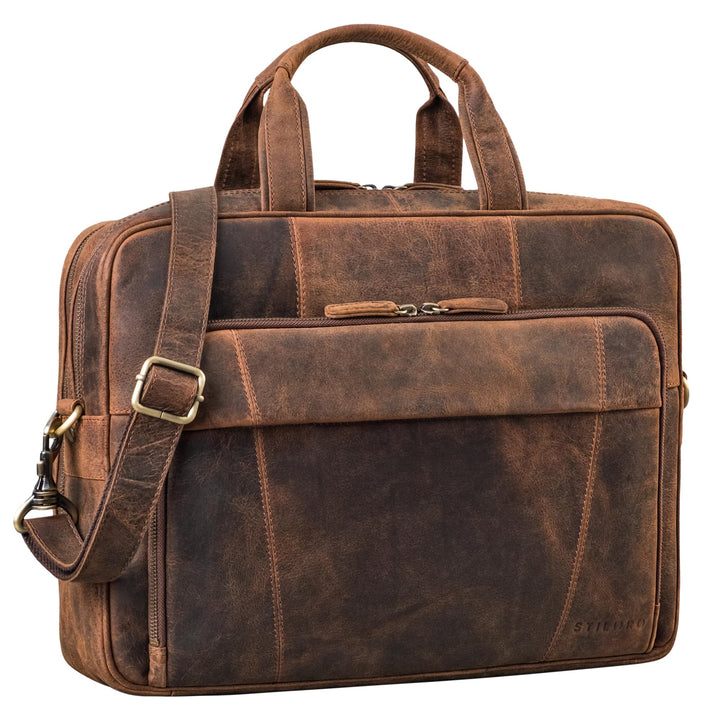 STILORD Jaron Vintage Ledertasche Leder Herren Damen 15,6 Zoll Laptoptasche Umhängetasche gross Akte