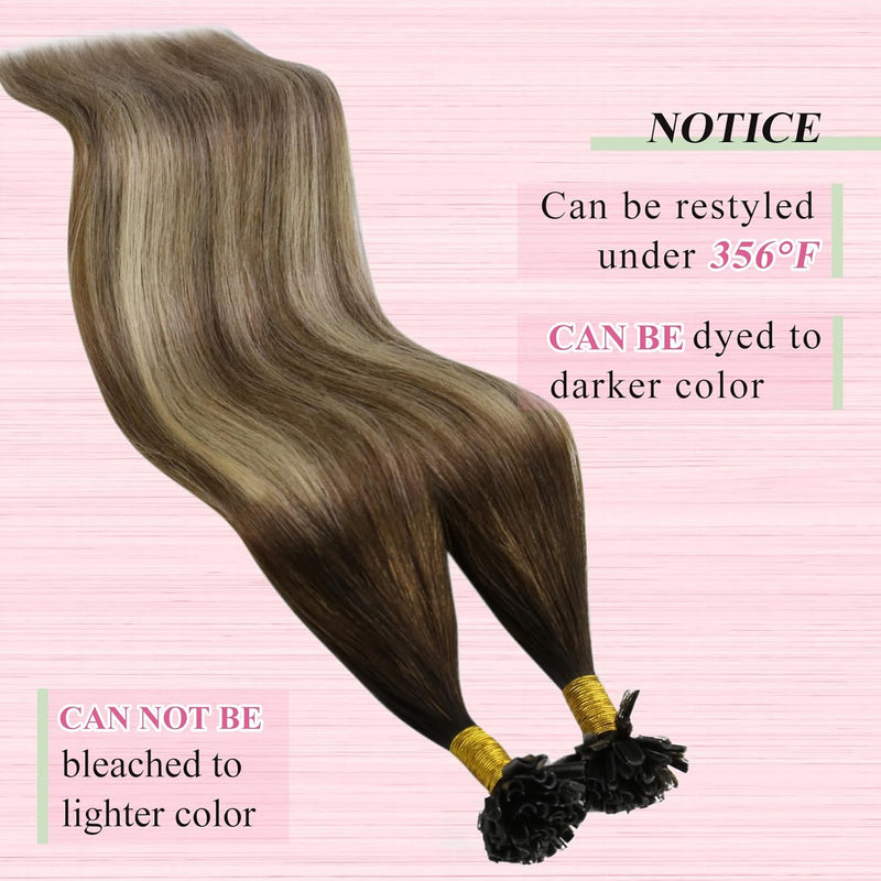 YoungSee Bonding Extensions Echthaar Balayage Keratin Bondings Echthaar 45cm Extensions Echthaar Bon