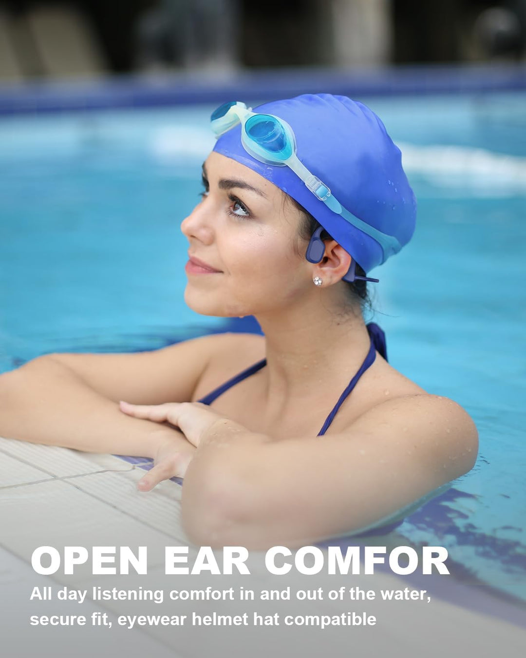 SANOTO Kopfhörer Schwimmen Bluetooth 5.2 &amp; MP3 Player, Blau | Open Ear Knochenschall, IP68 Unterwass