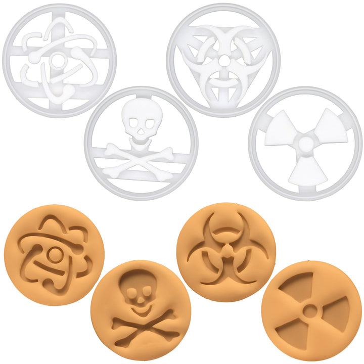 4er Set Wissenschaftssymbole Ausstechformen (Formen: Atom, Biohazard, Radioaktivität und Gift), 4 Te