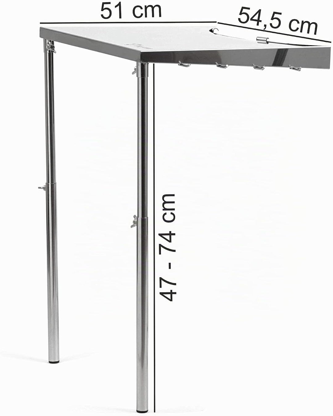 BBQ-Toro Edelstahl Beistelltisch für Ø 57 cm Kugelgrill | 55 x 51 x 47-74 cm | höhenverstellbarer Ku