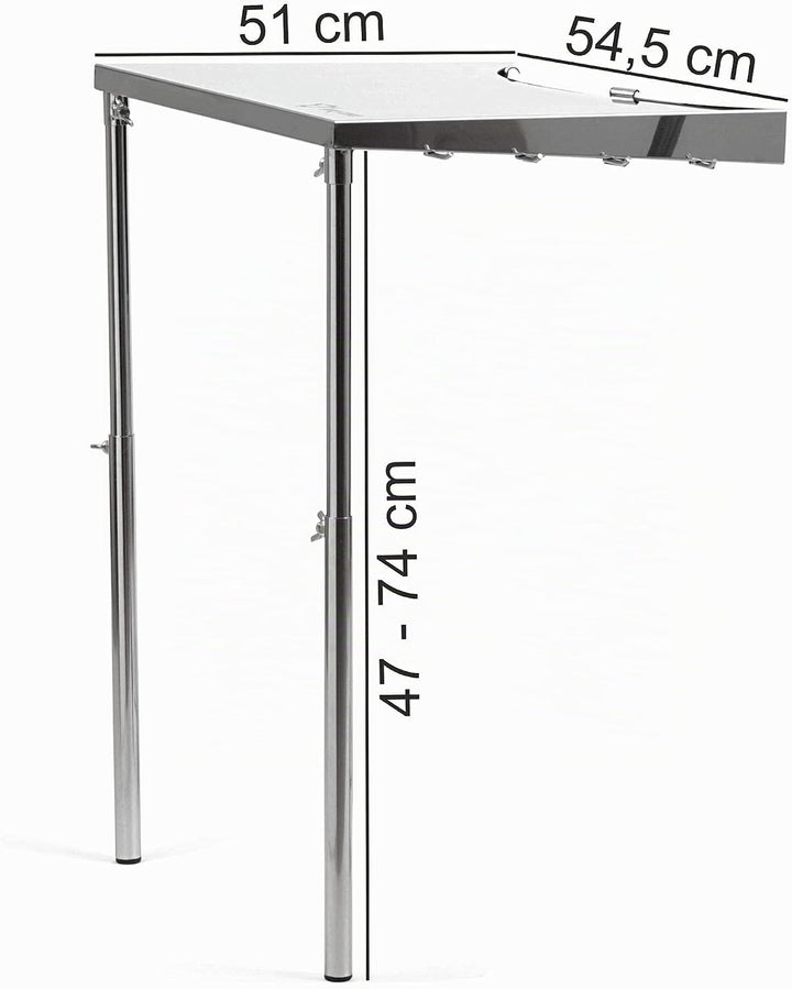 BBQ-Toro Edelstahl Beistelltisch für Ø 57 cm Kugelgrill | 55 x 51 x 47-74 cm | höhenverstellbarer Ku
