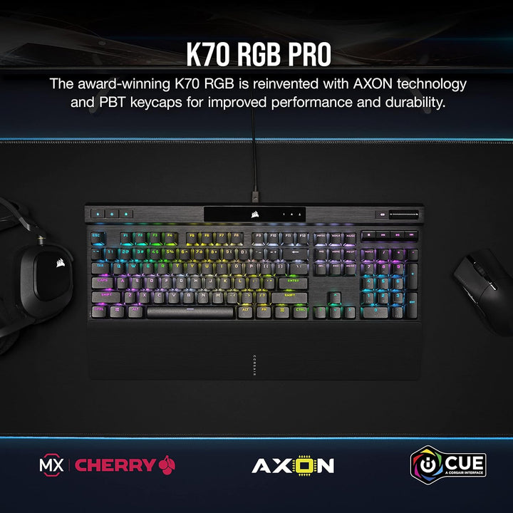 Corsair K70 RGB PRO Mechanical Gaming Keyboard, Backlit RGB LED, Cherry MX Red Keyswitches, Schwarz
