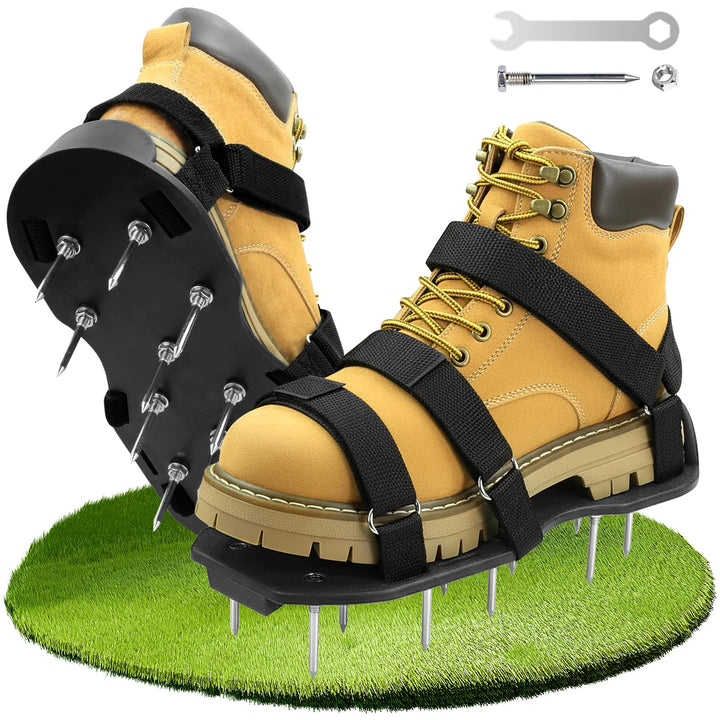 Rasenlüfter Schuhe, Nagelschuhe Rasen, Nagelschuhe Vertikutierer mit 5.5cm Nägeln, 6 verstellbaren R