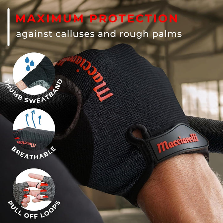 MACCIAVELLI® Fitness Handschuhe Damen Herren - Trainingshandschuhe für Kraftsport, Krafttraining, Bo