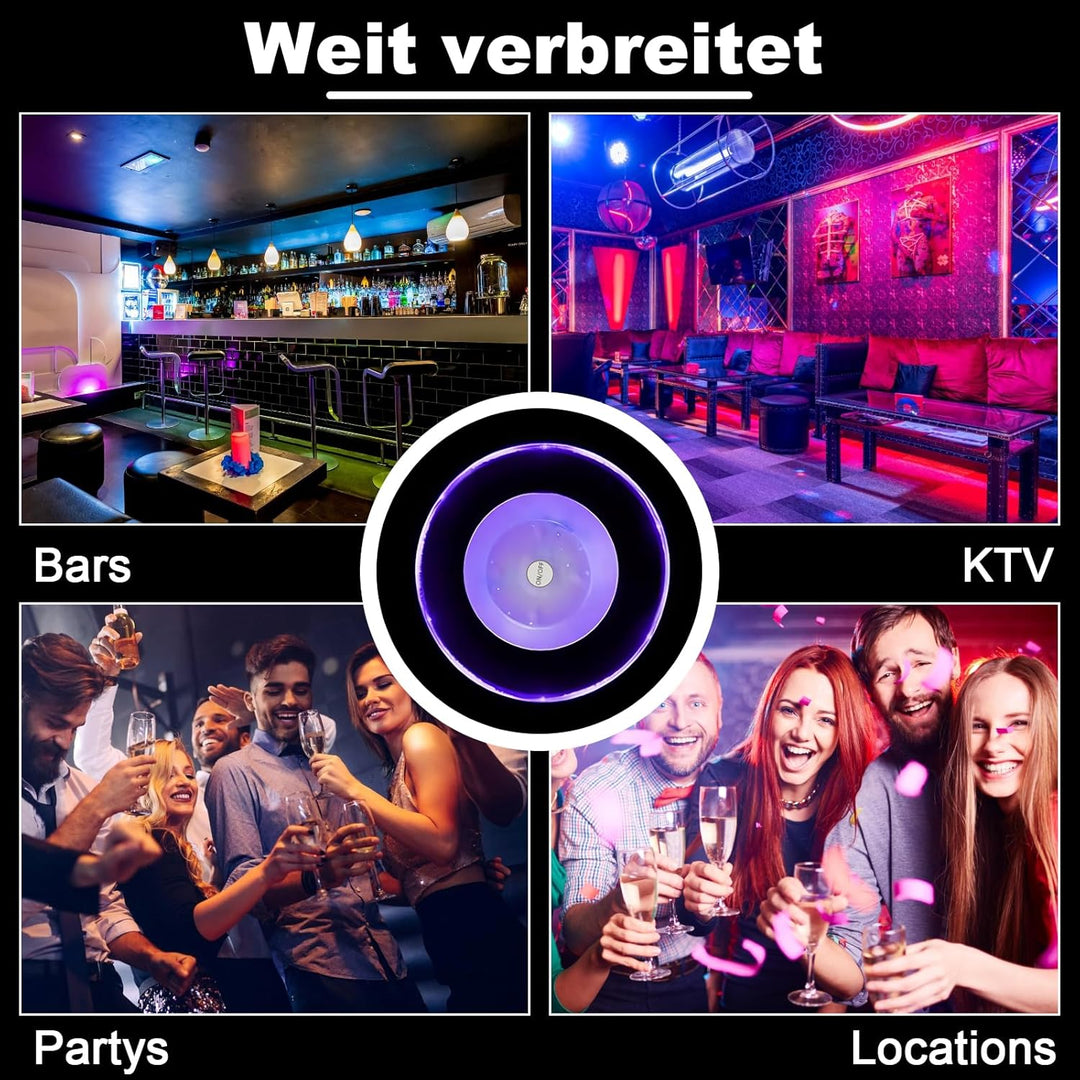 8 Stück LED Untersetzer,Bunt LED Untersetzer mit 7 Lichtmodi,acryl Rund wasserdichtes Leuchtunterset