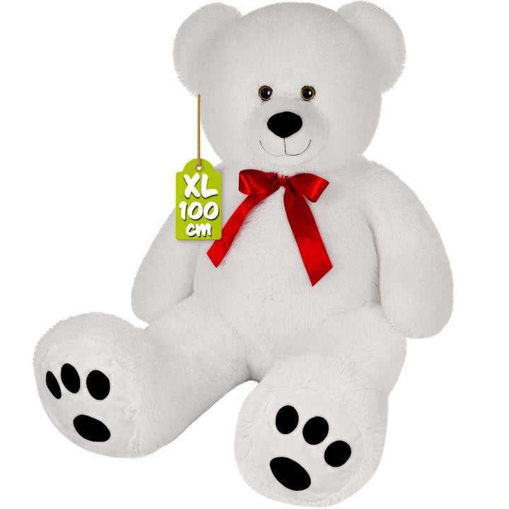 monzana® Teddybär L - XXXL 50-175cm Weiches Fell Schleife Tatzendruck Geschenk Plüschtier Kuscheltie